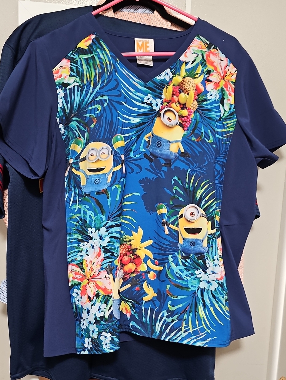 Minions Graphic Blue Womans Tropical Short Sleeve Top